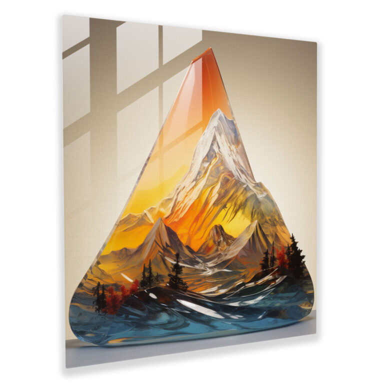 Sunrise Glass Wall Art - Mountain View - Sunrise, Sunrise, Wall Decoration, Glass Art