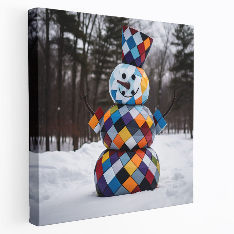 Geometric Snowman Wall Art - Snowman, Geometric, Canvas Print, Snowman