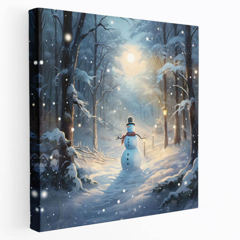 Snowman Winter Wonderland Canvas Print - Snowman, Canvas Wall Art, Winter Lovers, Wall Art