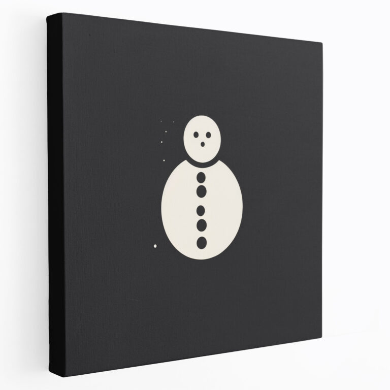 Minimal Snowman Wall Art - Snowman, Simple Elegant Silhouette, Wall Art, Canvas