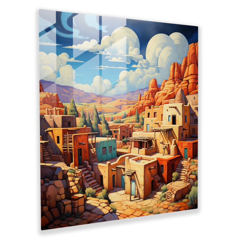 Southwest Vista Glass Print - Southwest, Wall Decoration, Colorful Mesas, Glass Wall Art