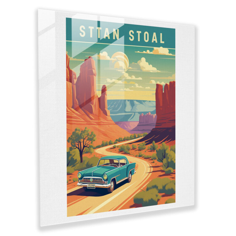Retro Southwest Glass Print - Southwest, Wall Decoration, Glass Wall Art, Road Trip