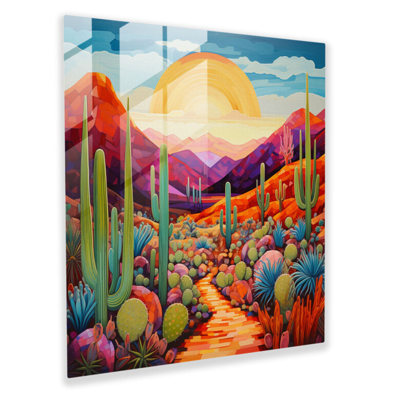 Southwest Sunset Glass Print - Southwest, Southwest Sunset Glass Print, Home Decoration, Glass Wall Art