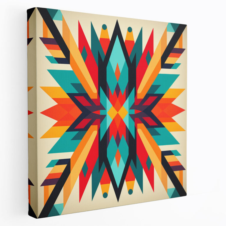 Southwest Wall Art - Abstract Geometric Native American Inspired Canvas Print - Southwest, Wall Decoration, Canvas Print, Home Decoration