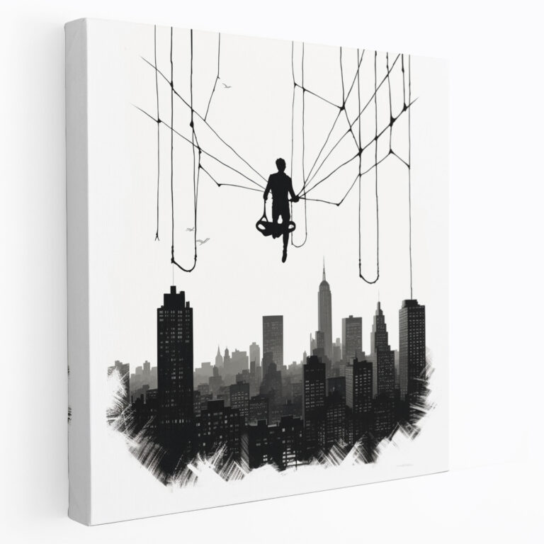 Spiderman Canvas Print - Minimalistic Black And White Wall Art - Spiderman, Minimalistic, Wall Art, Canvas Print