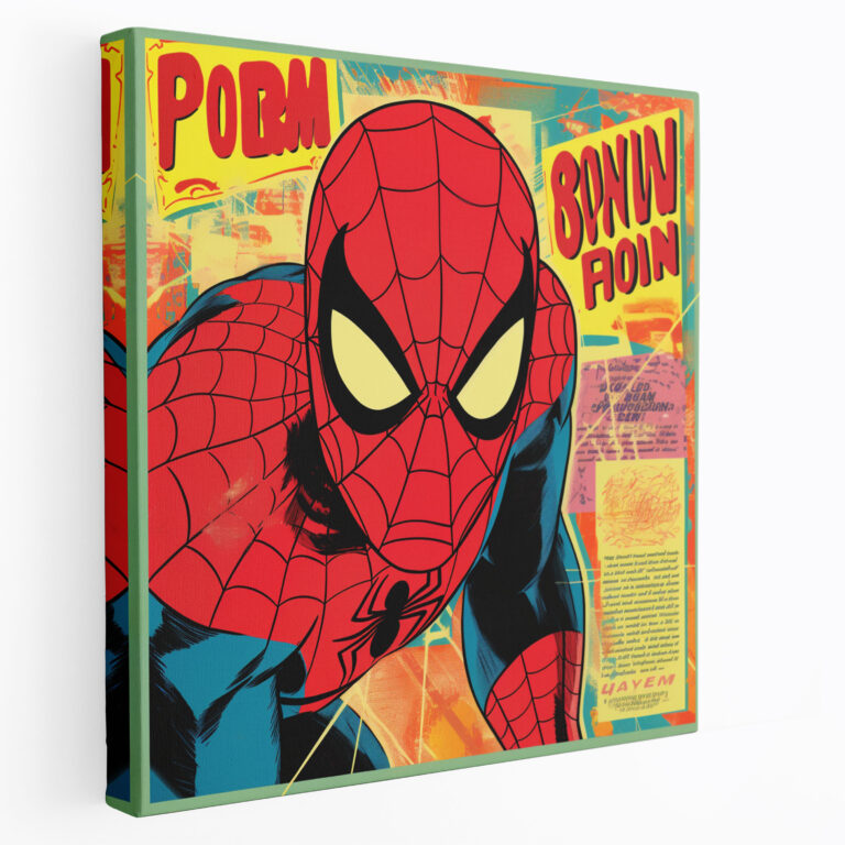 Spiderman Wall Art - Retro Pop Art Canvas Print - Spiderman, Canvas, Wall Art, Exaggerated Typography