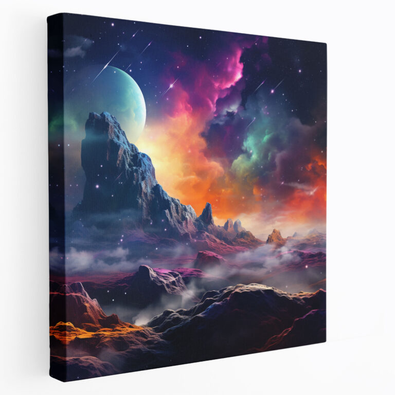 Spiritual Canvas Print: Celestial Landscape - Spiritual, Vibrant Digital Artwork, Wall Art, Canvas Print