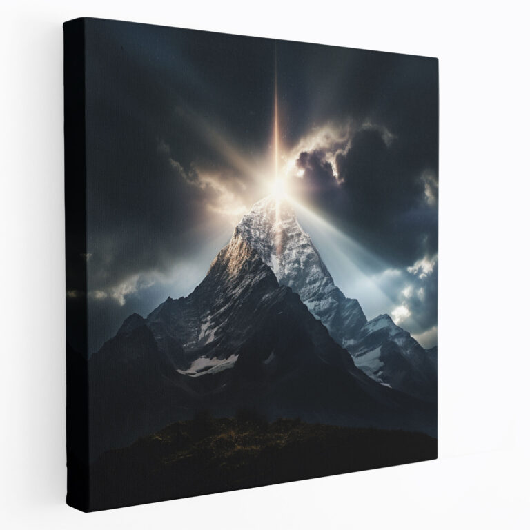Heavenly Mountain Canvas Print - Spiritual, Canvas Wall Art, Majestic Mountain Peak, Canvas