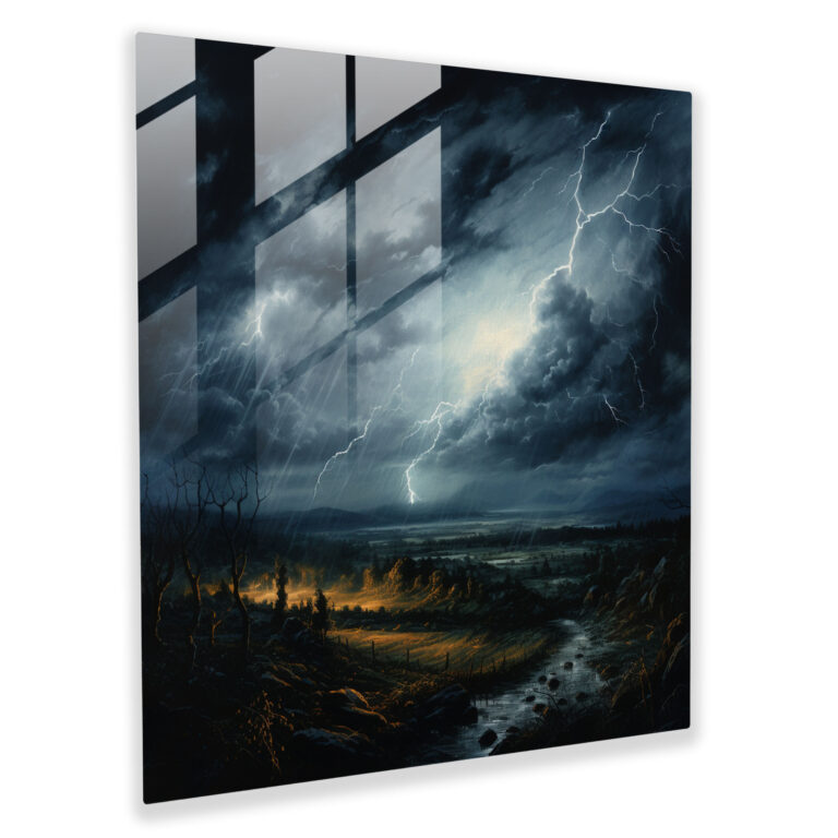 Raging Thunderstorm Glass Print - Storm, Thunderstorm, Wall Decoration, Modern Art