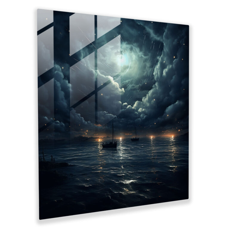 Moonlit Storm Glass Print - Storm, Glass Print, Glass Art, Home Decoration