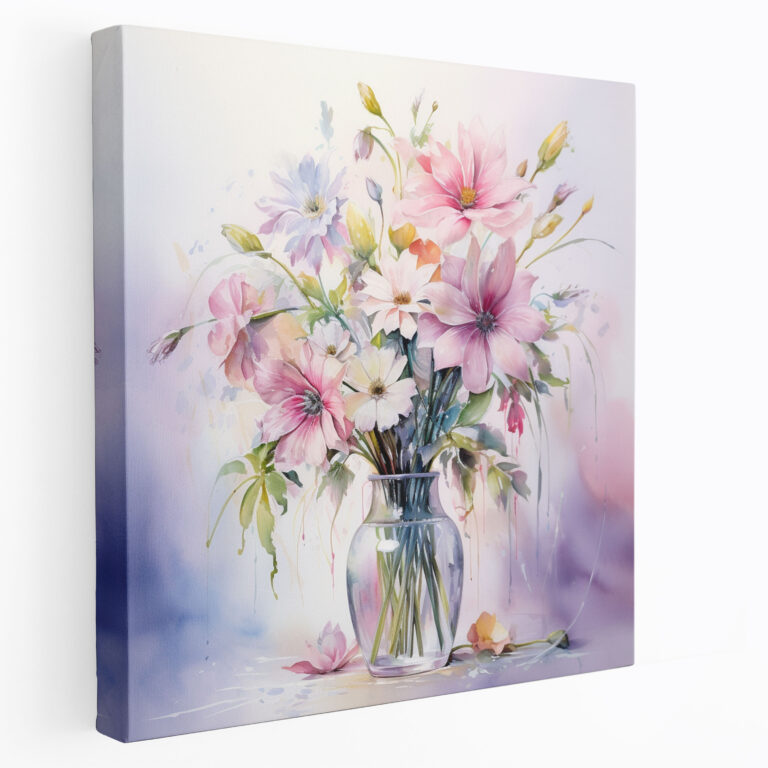 Still Life Canvas Print - Watercolor Flower Bouquet - Still Life, Watercolor, Home Decoration, Still Life