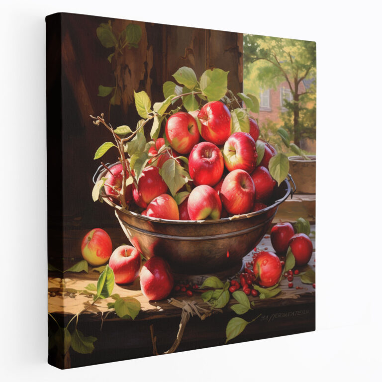 Still Life Canvas Print - Rustic Apple Bowl - Still Life, Wall Decoration, Wall Art, Rustic Apple Bowl