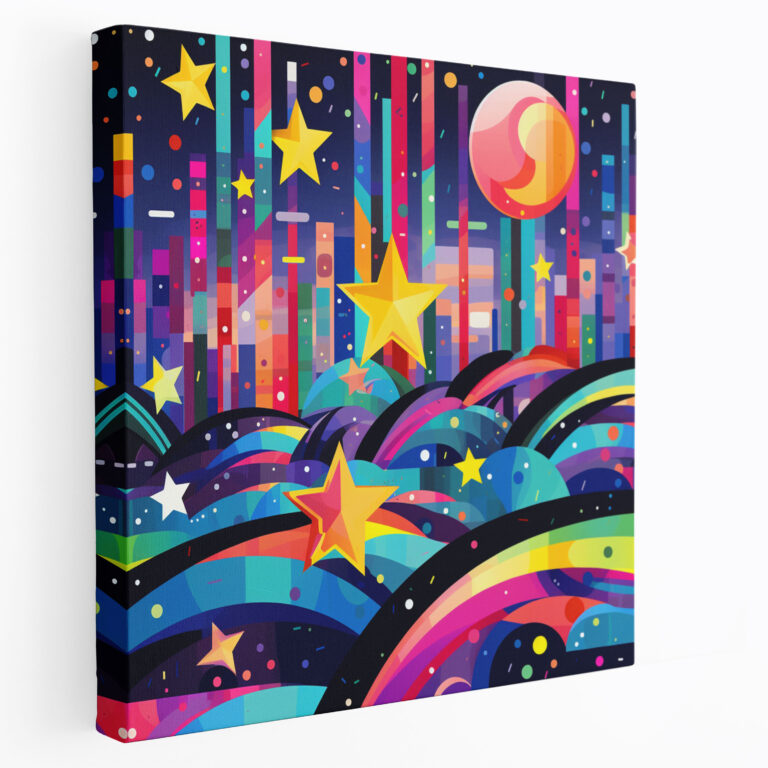 Vibrant Star Map Wall Decoration - Star Map, Geometric Shapes, Canvas Wall Art, Home Decoration