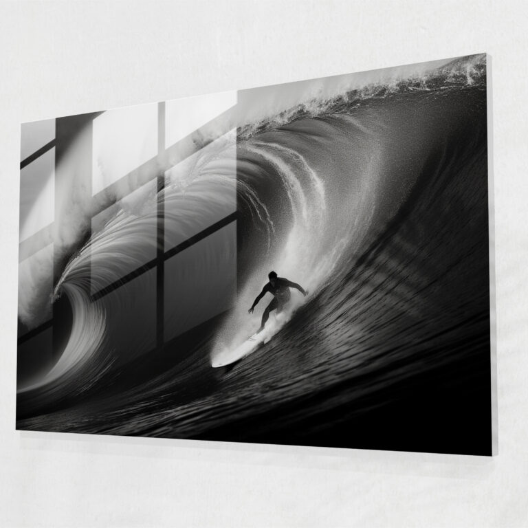 Surf Glass Wall Art - Surf, Modern Art, Elegance, Fearlessness