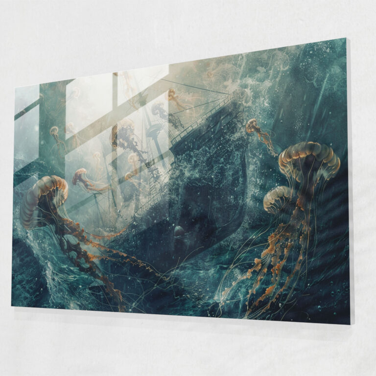 Surrealism Art Glass Print - Surrealism Art, Modern Art, Wall Decoration, Jellyfish