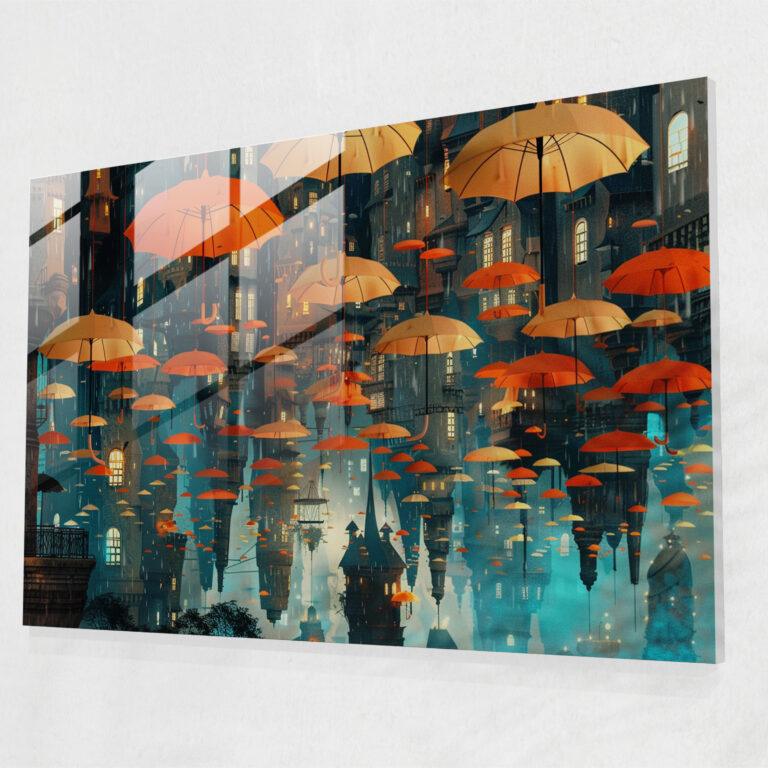 Surrealism Art Wall Decoration - Surrealism Art, Cityscape, Modern Art, Glass Wall Art
