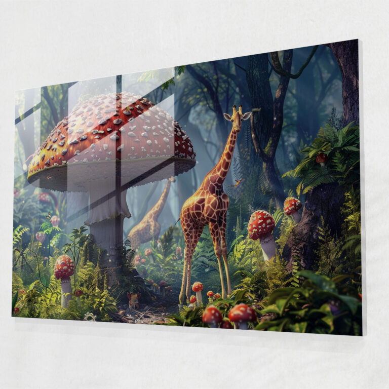 Surrealism Art Glass Art - Surrealism Art, Glass Art, Wall Decoration, Tiny Giraffes