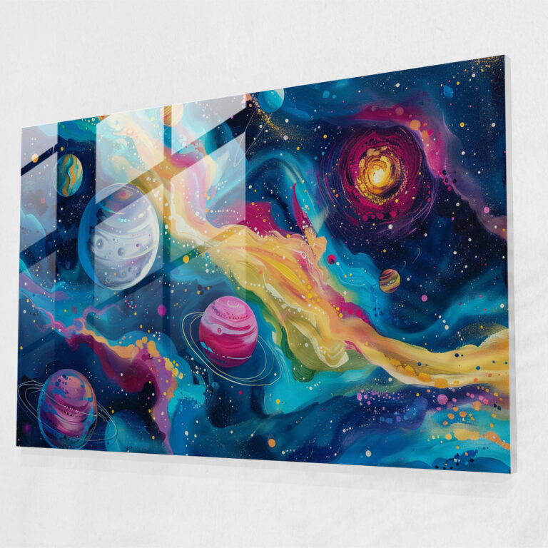 Surrealism Art Home Decoration - Surrealism Art, Swirling Galaxies, Glass Wall Art, Modern Art