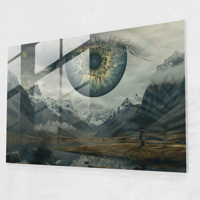 Floating Eye Surrealism Glass Print - Surrealism Art, Home Decoration, Glass Print, Modern Art