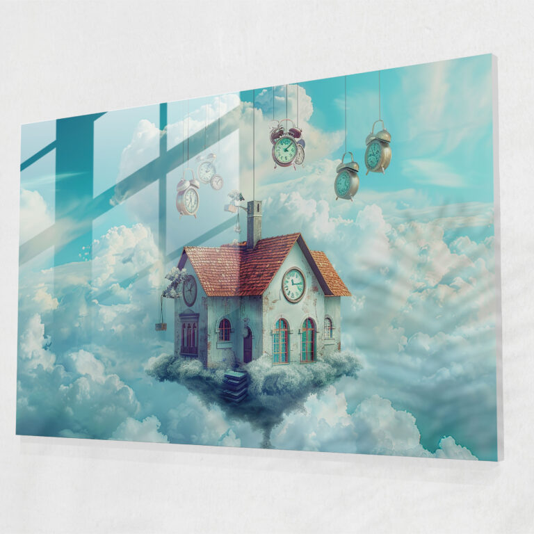 Floating Surreal House Wall Decoration - Surrealism Art, Home Decoration, Glass Art, Modern Art