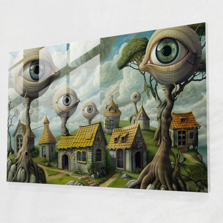 Bizarre Landscape Glass Print - Surrealism Art, Glass Print, Home Decoration, Glass Art