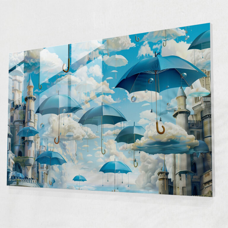 Surreal Cityscape Glass Wall Decoration - Surrealism Art, Modern Art, Wall Decoration, Home Decoration