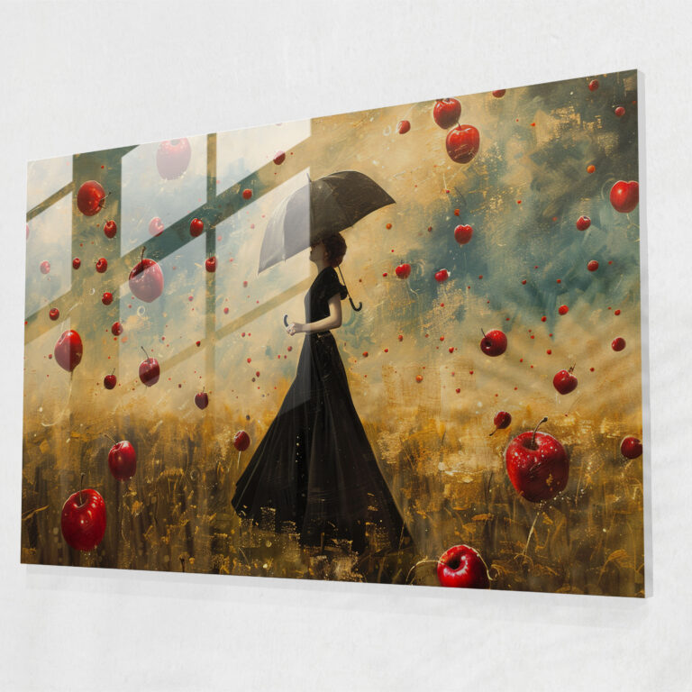 Enigmatic Woman Glass Print - Surrealism Art, Home Decoration, Modern Art, Glass Print