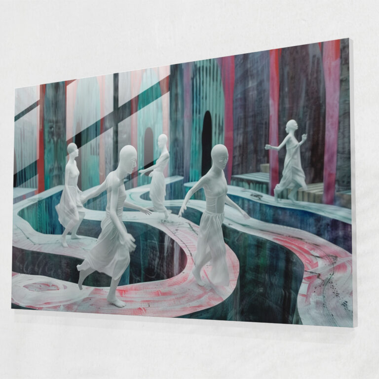 Mirror Dance Glass Home Decoration - Surrealism Art, Modern Art, Home Decoration, Glass Print