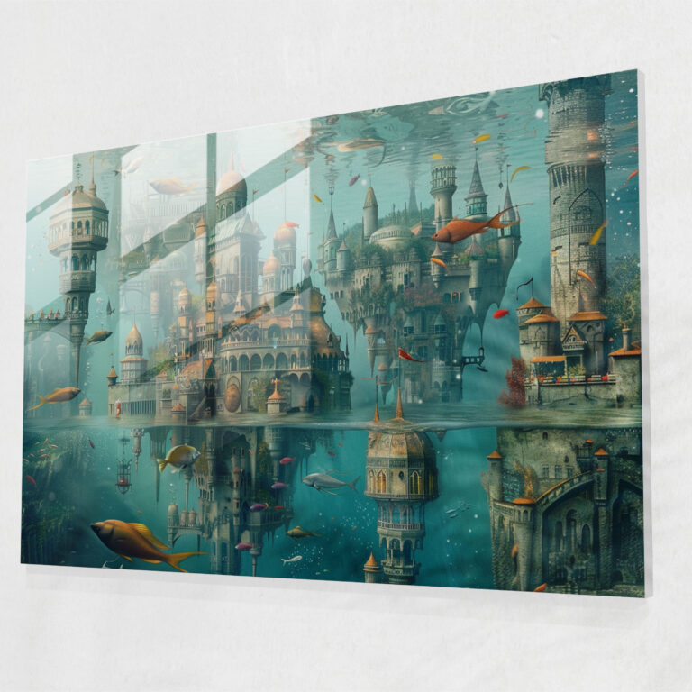 Underwater City Surrealism Home Decoration - Surrealism Art, Home Decoration, Wall Decoration, Glass Art