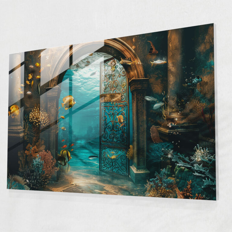 Underwater Door Glass Wall Art - Surrealism Art, Surrealism Art, Fantasy, Glass Art