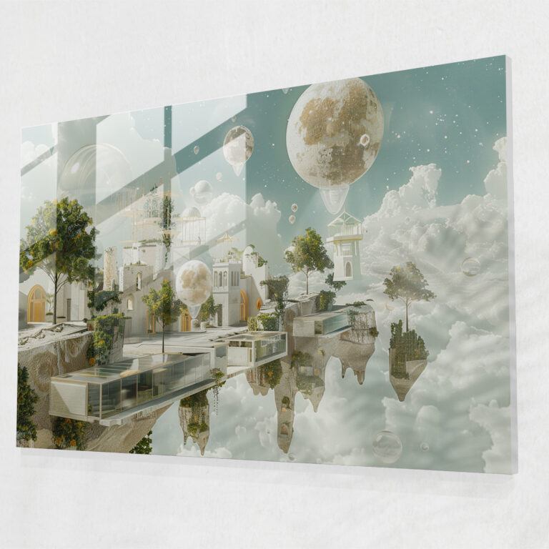 Dreamlike Landscape Glass Art - Surrealism Art, Impossible Architecture, Glass Print, Glass Art