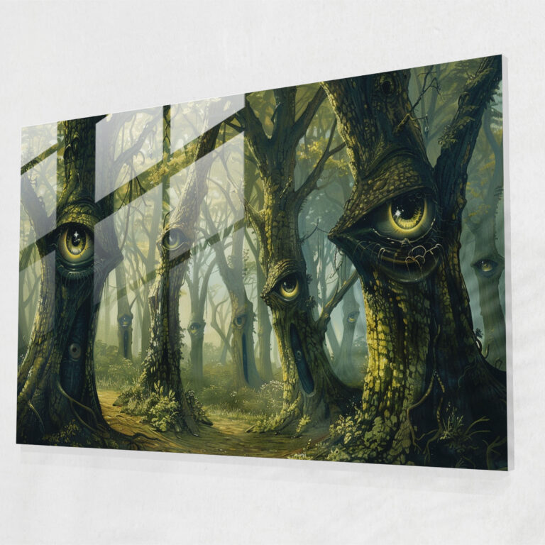Surrealism Glass Print: Forest Of Eyes - Surrealism Art, Home Decoration, Surrealism Art, Modern Art