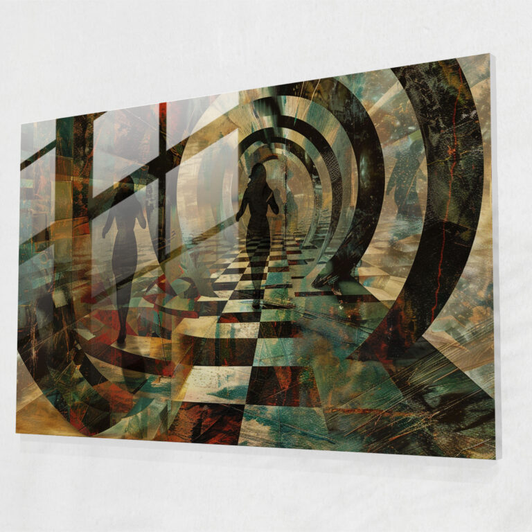 Surrealism Glass Art: Mirrored Maze Figures - Surrealism Art, Surrealism Art, Glass Art, Wall Decoration