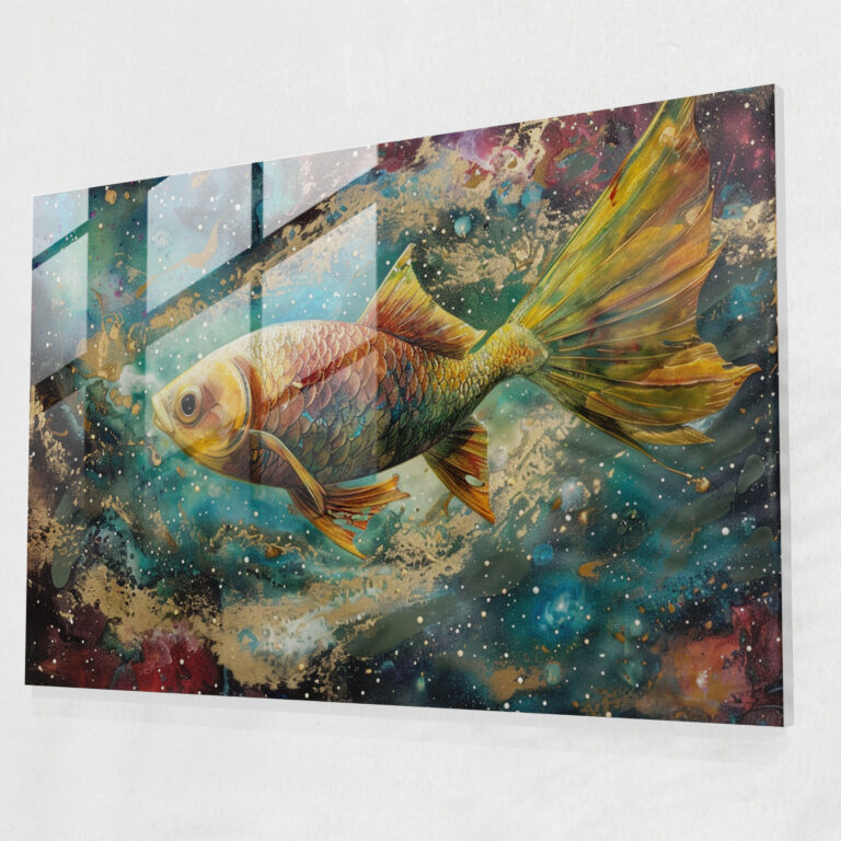 Surrealism Flying Fish Glass Wall Art - Surrealism Art, Surrealism Art, Modern Art, Glass Art