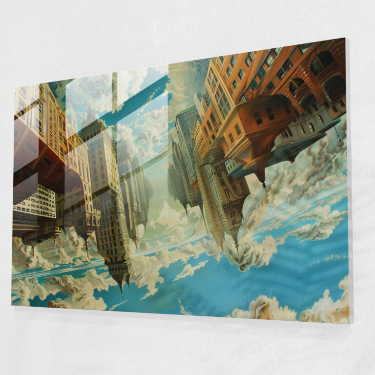 Surrealism Upside-Down Cityscape Wall Decoration - Surrealism Art, Home Decoration, Modern Art, Wall Decoration