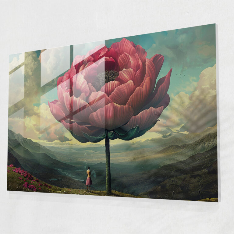 Giant Flowers Glass Wall Art - Surrealism Art, Giant Flowers, Artistic, Glass Wall Art