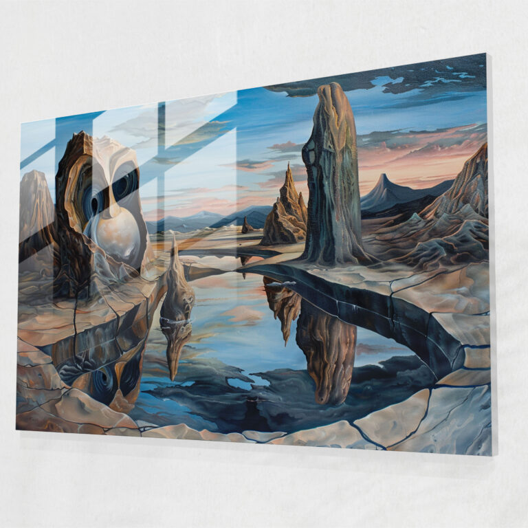 Dali-Inspired Landscapes Glass Wall Art - Surrealism Art, Home Decoration, Glass Wall Art, Dali-Inspired