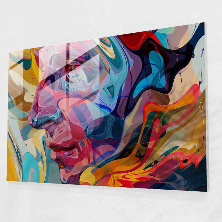 Abstract Shapes Glass Print - Surrealism Art, Home Decoration, Distorted Figures, Glass Print