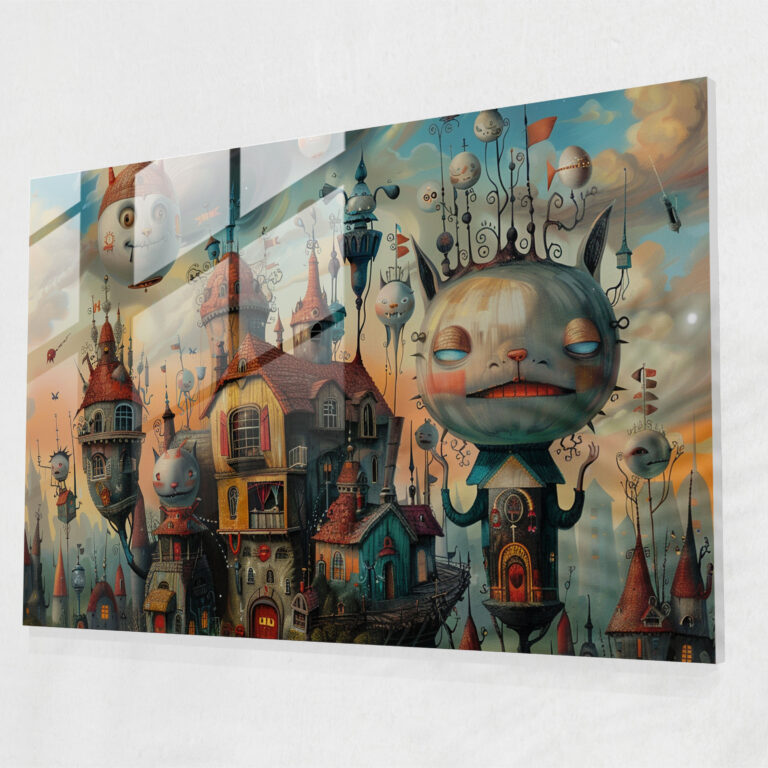 Whimsical Characters Glass Print - Surrealism Art, Surrealism Art, Unique, Whimsical Characters