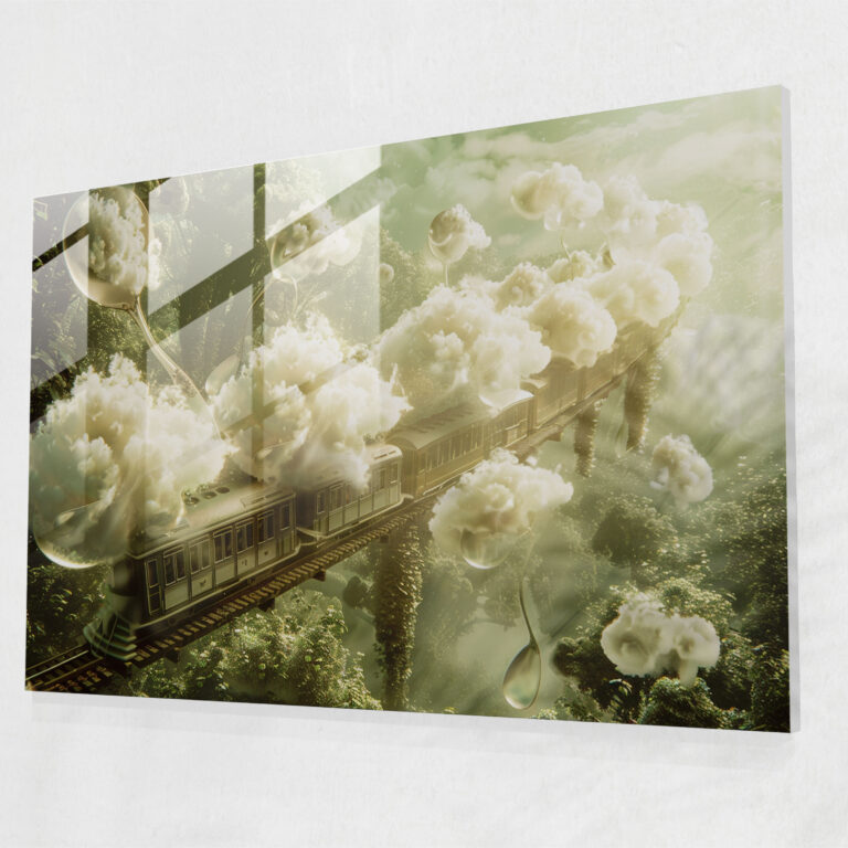 Surrealism Cloud Train Home Decoration - Surrealism Art, Surrealism Art, Glass Art, Modern Art