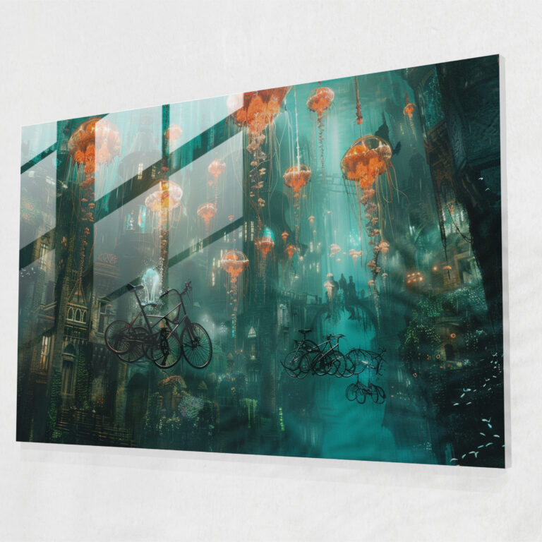 Surrealism Underwater City Wall Decoration - Surrealism Art, Modern Art, Glass Wall Art, Wall Decoration