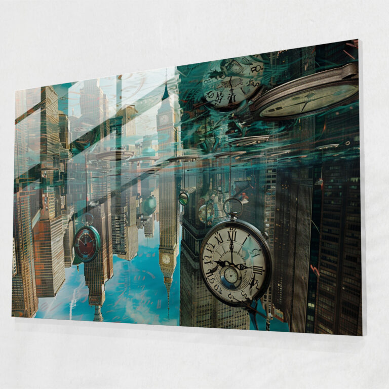 Surrealism Cityscape Glass Wall Art - Surrealism Art, Wall Decoration, Surrealism Art, Glass Wall Art