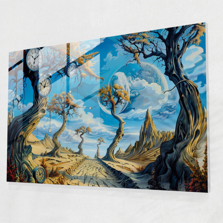 Surrealism Art Glass Print - Melting Clocks Landscape - Surrealism Art, Surrealism Art, Surrealistic, Landscape