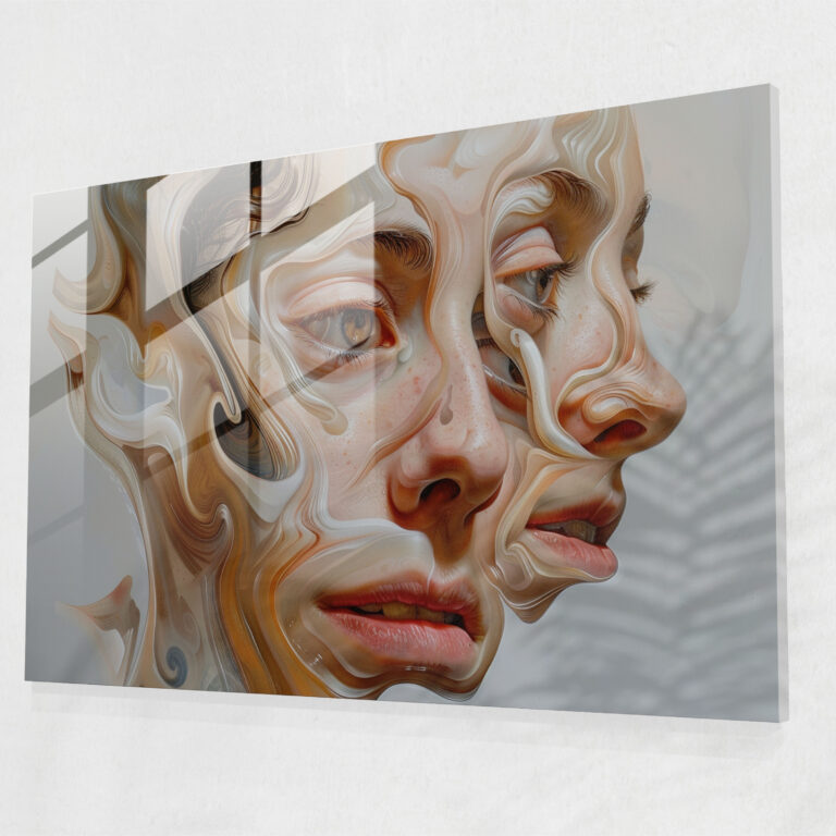 Surrealism Art Glass Print - Distorted Portrait - Surrealism Art, Glass Wall Art, Intriguing, Home Decoration