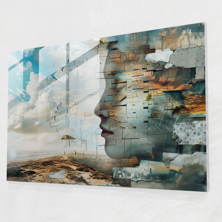 Surrealism Art Glass Print - Fragmented Composition - Surrealism Art, Abstract, Composition, Visually Striking