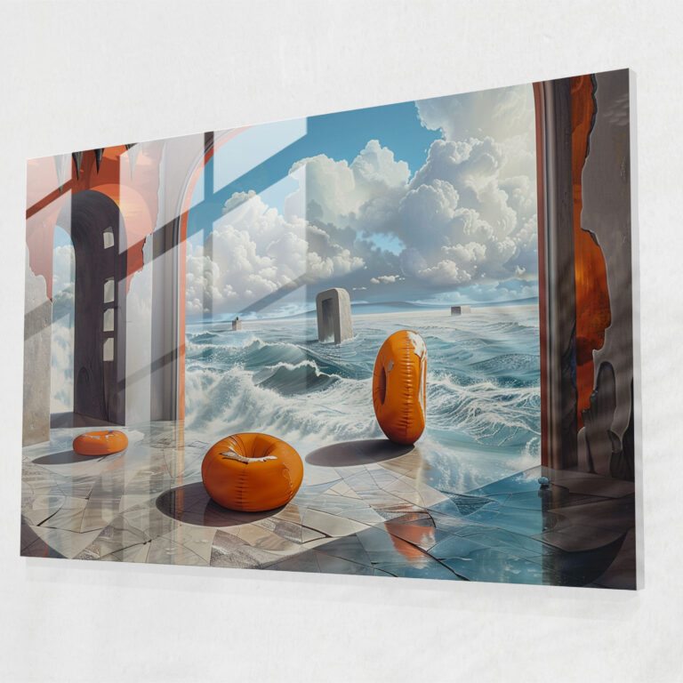 Surrealism Art Glass Print - Oversized Objects Scene - Surrealism Art, Glass Print, Glass Wall Art, Surreal