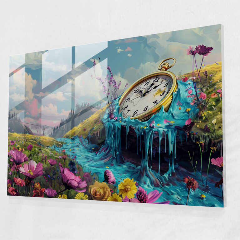 Melting Clock Surrealism Home Decoration - Surrealism Art, Glass Print, Surrealism Art, Glass Art