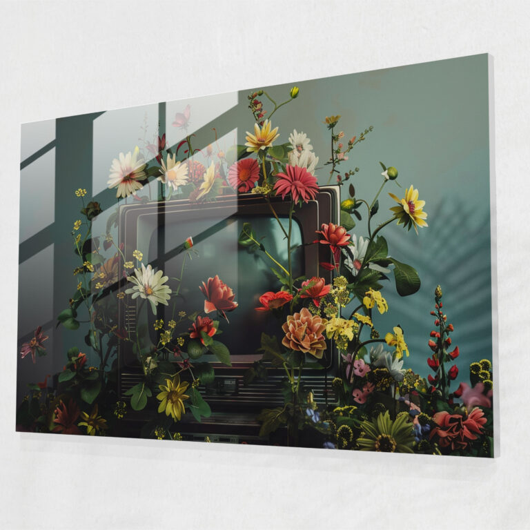 Vintage Tv Surrealism Home Decoration - Surrealism Art, Wall Decoration, Glass Print, Glass Art