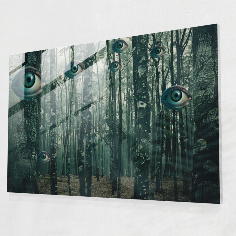 Enigmatic Eyes Forest Glass Print - Surrealism Art, Surrealism Art, Glass Art, Glass Print