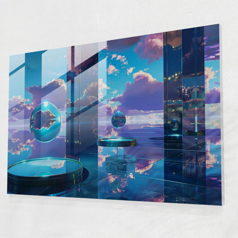 Floating Mirrors Space Glass Art - Surrealism Art, Wall Decoration, Home Decoration, Modern Art